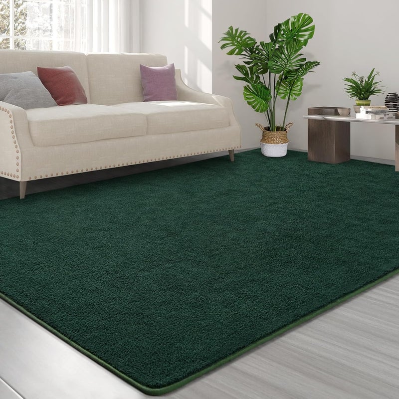 FlyDOIT Area Rugs for Bedroom Living Room, 7x10 Dark Green Super Soft Comfy Thickened Memory-Foam Indoor Carpets, Modern Aesthetic Minimalist Carpet for Boys Girls Adults Apartment Nursery Home Décor - Image 3